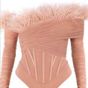 Perfectly feathered blush bodysuit